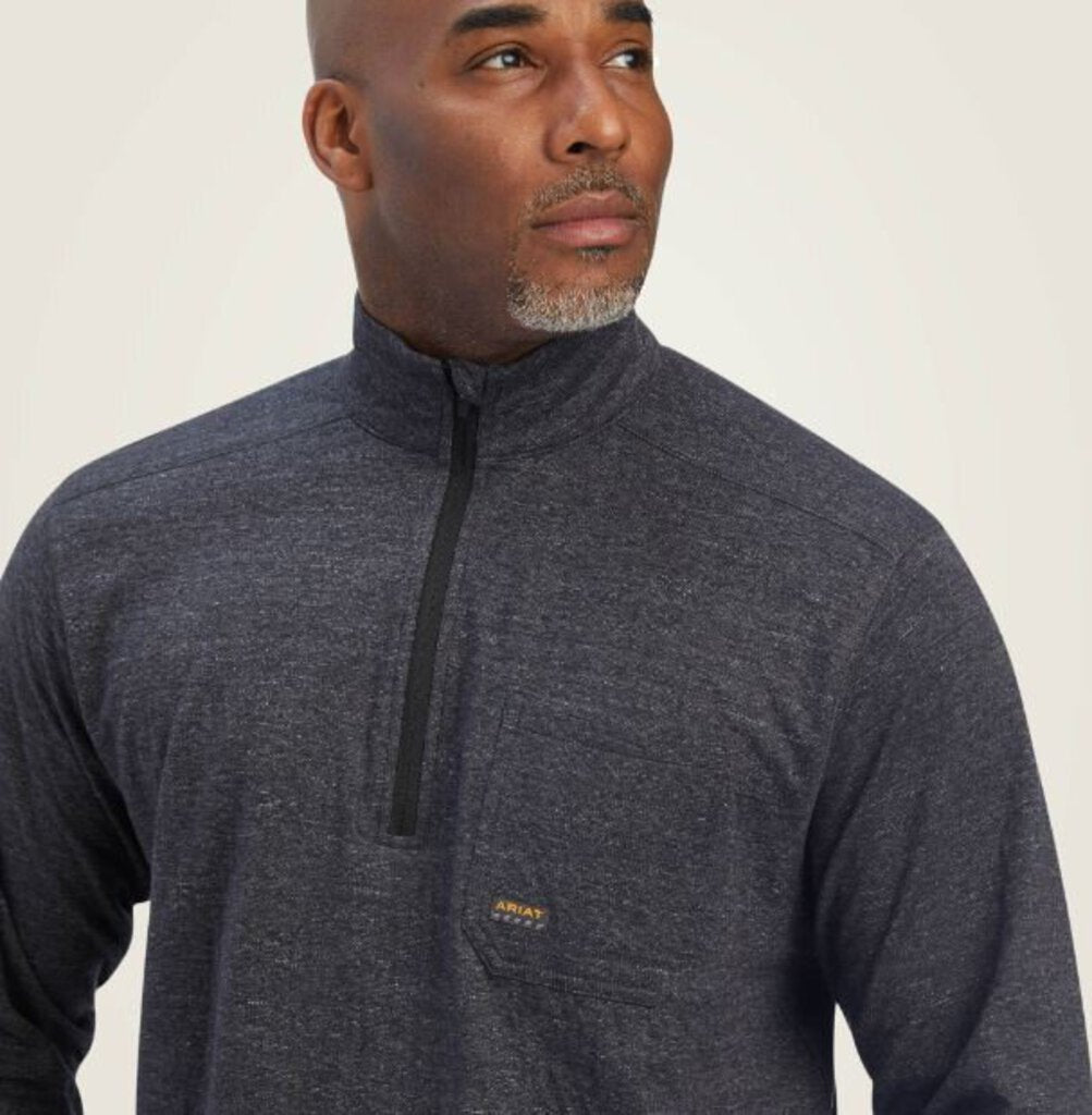 ARIAT10041415 MEN'S REBAR FOUNDATION 1/4 ZIP LONG SLEEVE CHARCOAL HEATHER