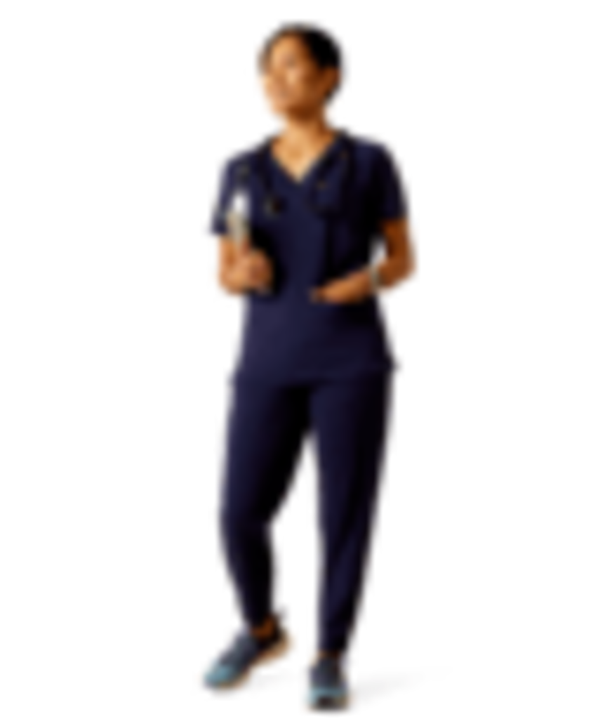 10039716 WMS CLARA STR 6 POCET SS SCRUB TOP BLACK