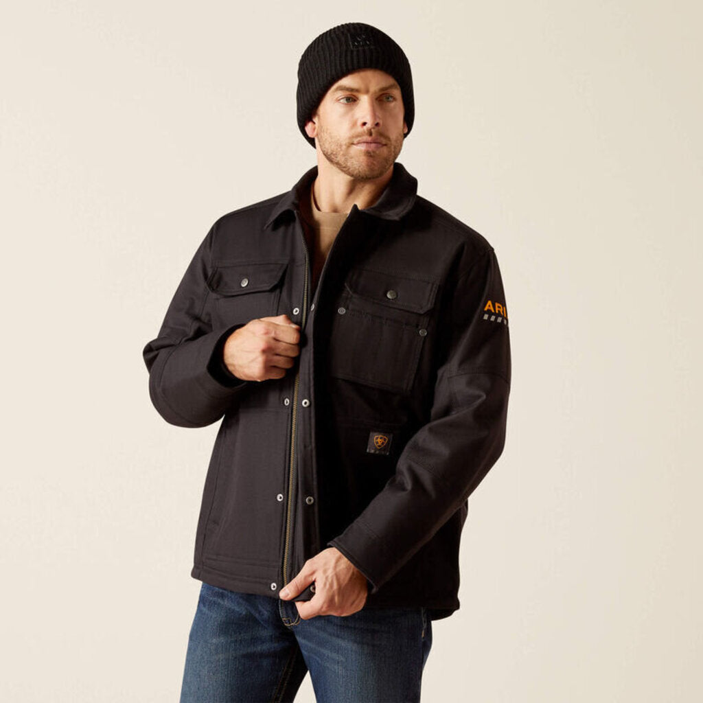 10052087 MENS REBAR DURACANVAS SHERPA-LINED COAT BLACK