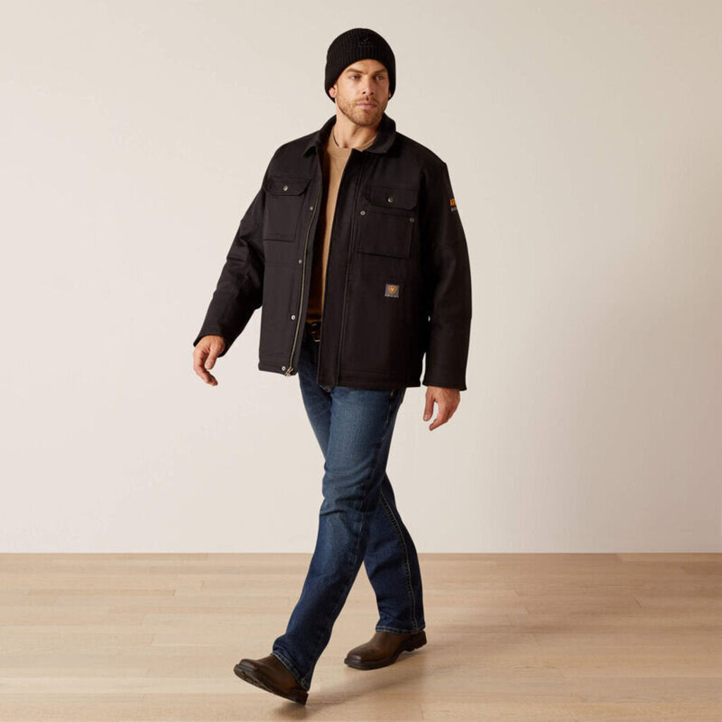 10052087 MENS REBAR DURACANVAS SHERPA-LINED COAT BLACK