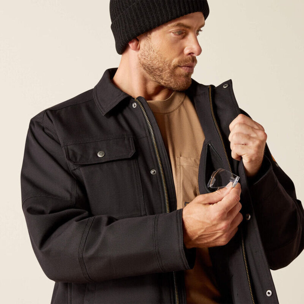 10052087 MENS REBAR DURACANVAS SHERPA-LINED COAT BLACK