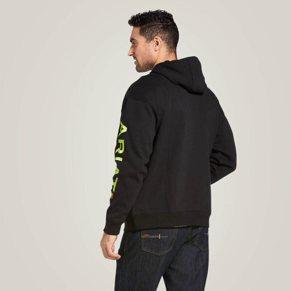 10032993 MENS REBAR GRAPHIC HOODIE BLACK/LIME