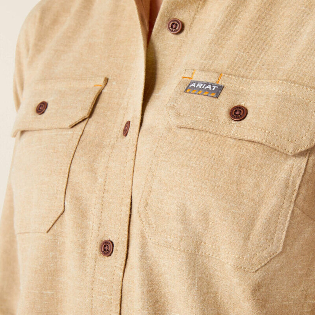 10052943 WOMENS FLANNEL REBAR LONGSLEEVE - TUNIC OATMEAL HEATHER