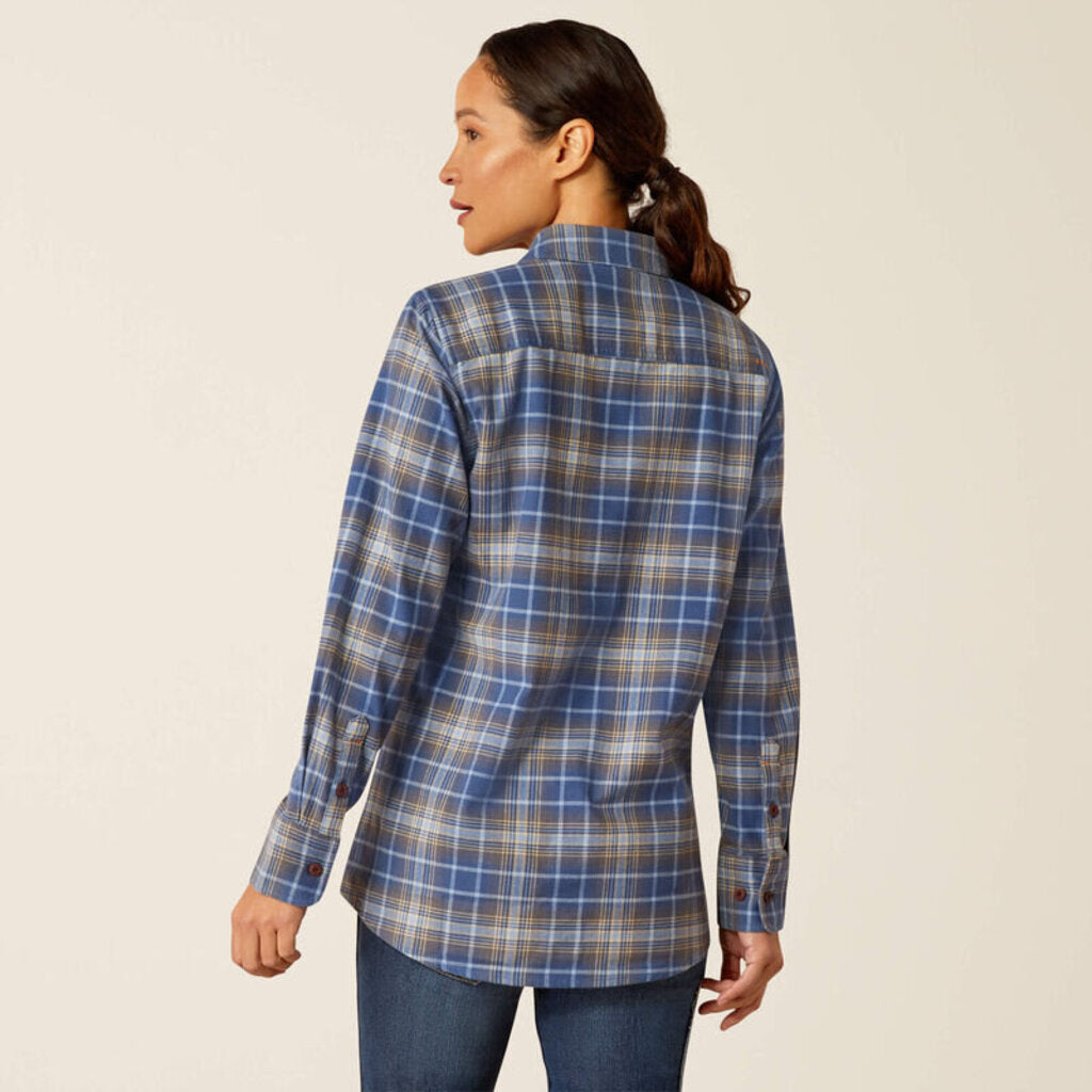 10052842 WOMENS REBAR FLANNEL DURASTRETCH LONGSLEEVE WORK SHIRT - TRUE NAVY