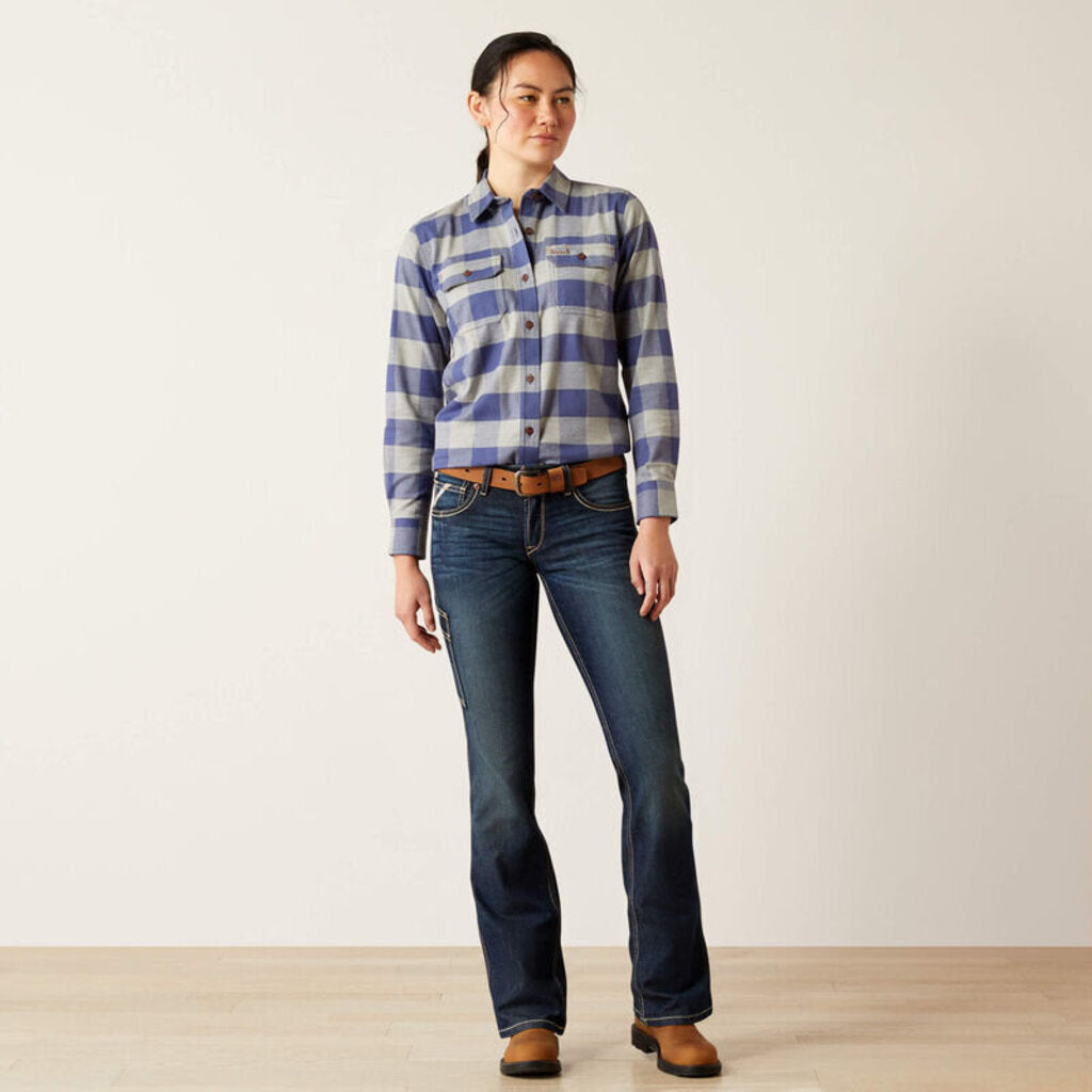 10052942 WOMENS REBAR FLANNEL LONGSLEEVE TUNIC - BLUE INDIGO