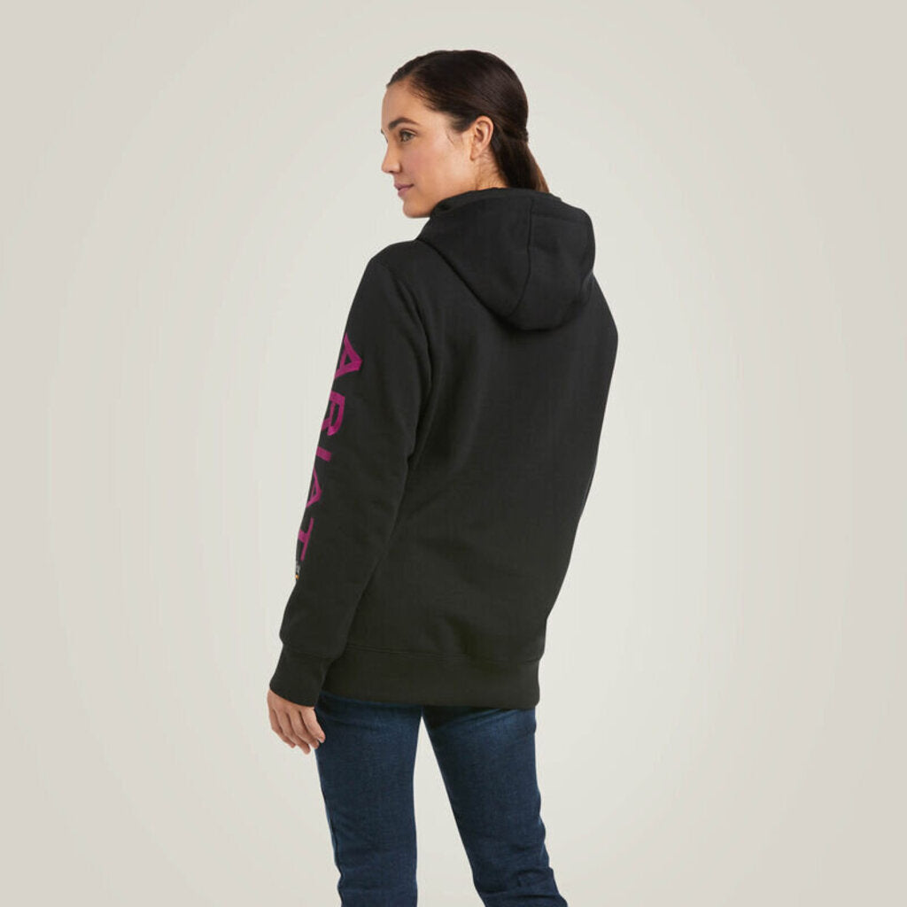 10037620 WOMENS REBAR GRAPHIC HOODIE - BLACK/PURPLE
