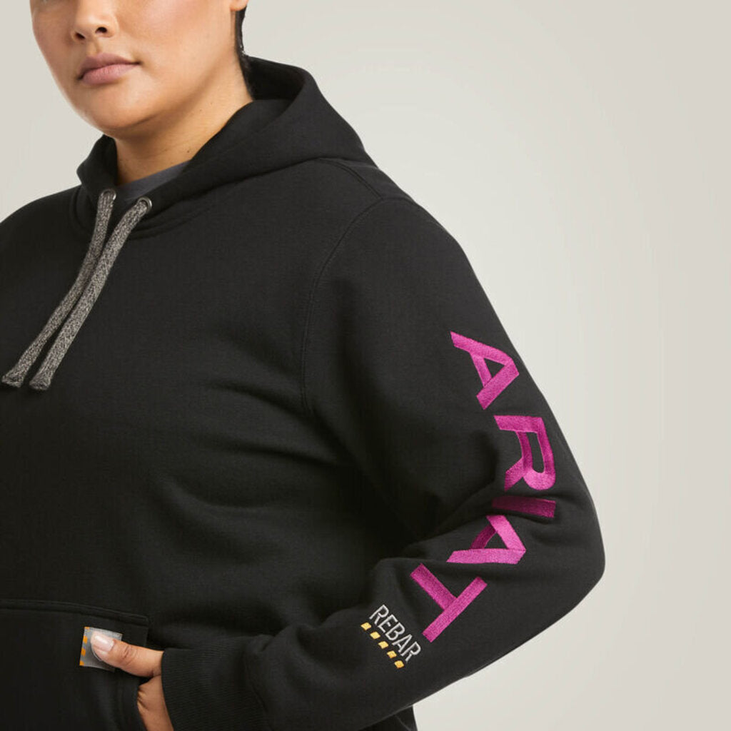 10037620 WOMENS REBAR GRAPHIC HOODIE - BLACK/PURPLE