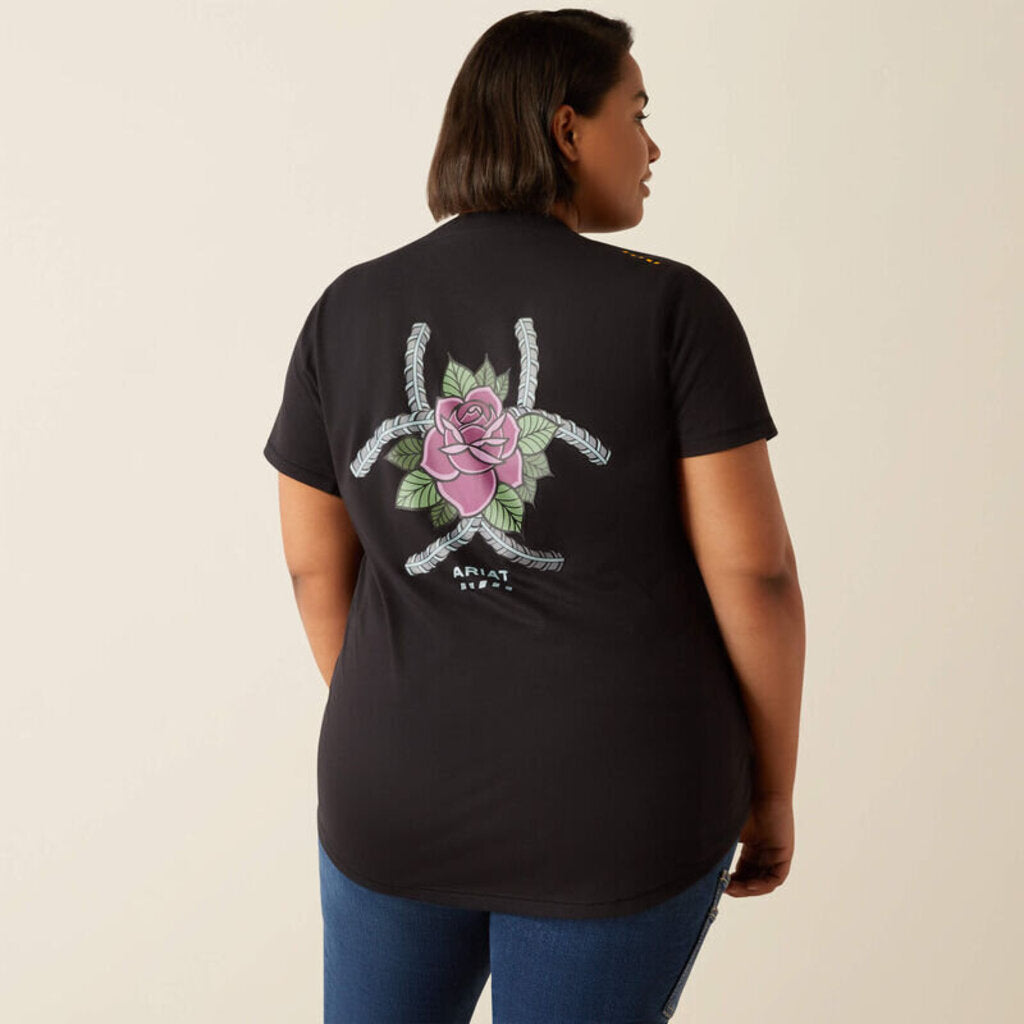 10054434 WMS REBAR WORKMAN ROSE SS TSHRT BLACK