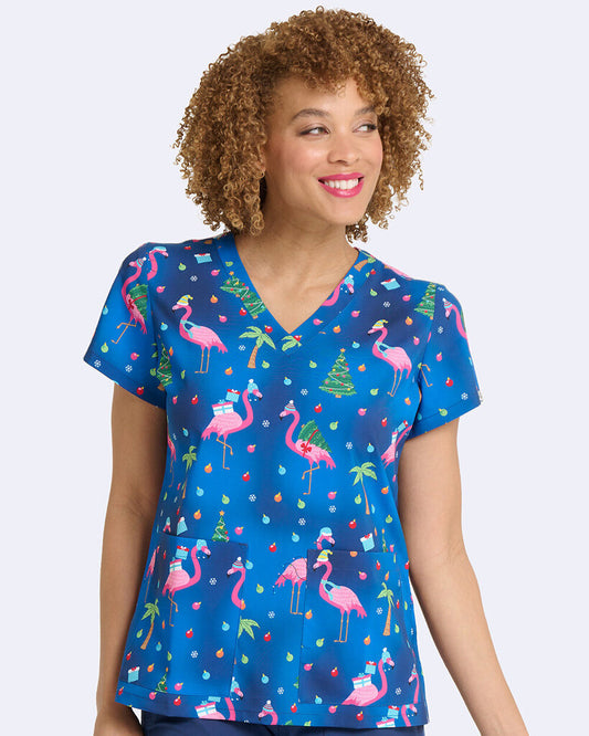 SALE!! Zavate Flam 1054 Audrey Print Top Fa La La La Mingo