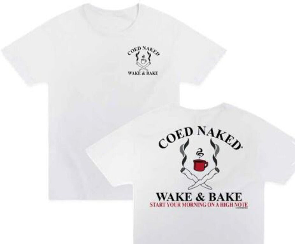 Coed Naked T-Shirt Wake N' Bake White