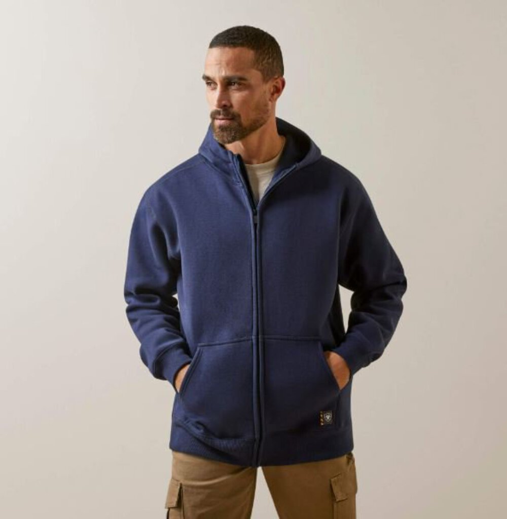 ARIAT NAVY 10046400 MEN'S REBAR BORN FULL ZIP HOODIE NAVY