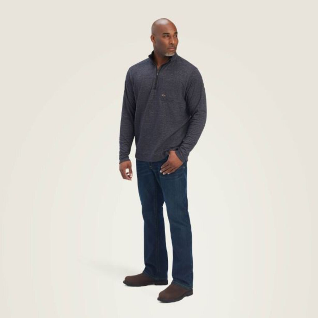 ARIAT10041415 MEN'S REBAR FOUNDATION 1/4 ZIP LONG SLEEVE CHARCOAL HEATHER