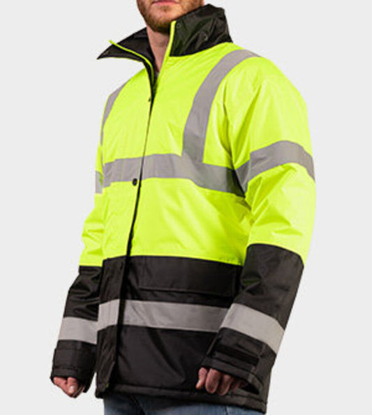 1865E Game Hi Vis Jacket- The Class 3 Black Bottom Parka