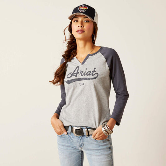 10046256 WMS SPLIT NECK HEATHER GREY