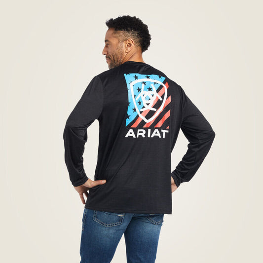 ARIAT 10040991 MENS CHARGER AMERICANA LONG SLEEVE T-SHIRT BLACK