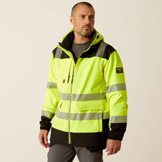 ARIAT 10046407 MENS REBAR HI-VIS SOFTSHELL JACKET HI VIS YELLOW