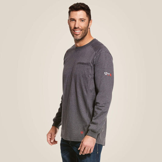 ARIAT 10027888 MENS FR AIR CREW LONG SLEEVE T-SHIRT CHARCOAL HEATHER