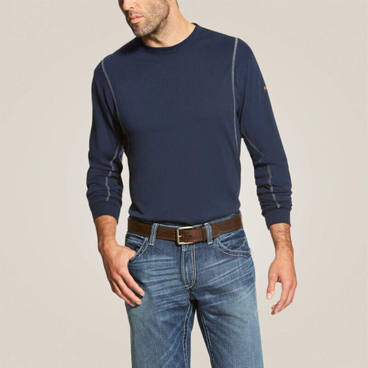 ARIAT 10019007 MENS FR AC CREW LONG SLEEVE T-SHIRT NAVY