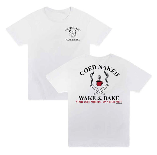 Coed Naked T-Shirt Wake N' Bake White