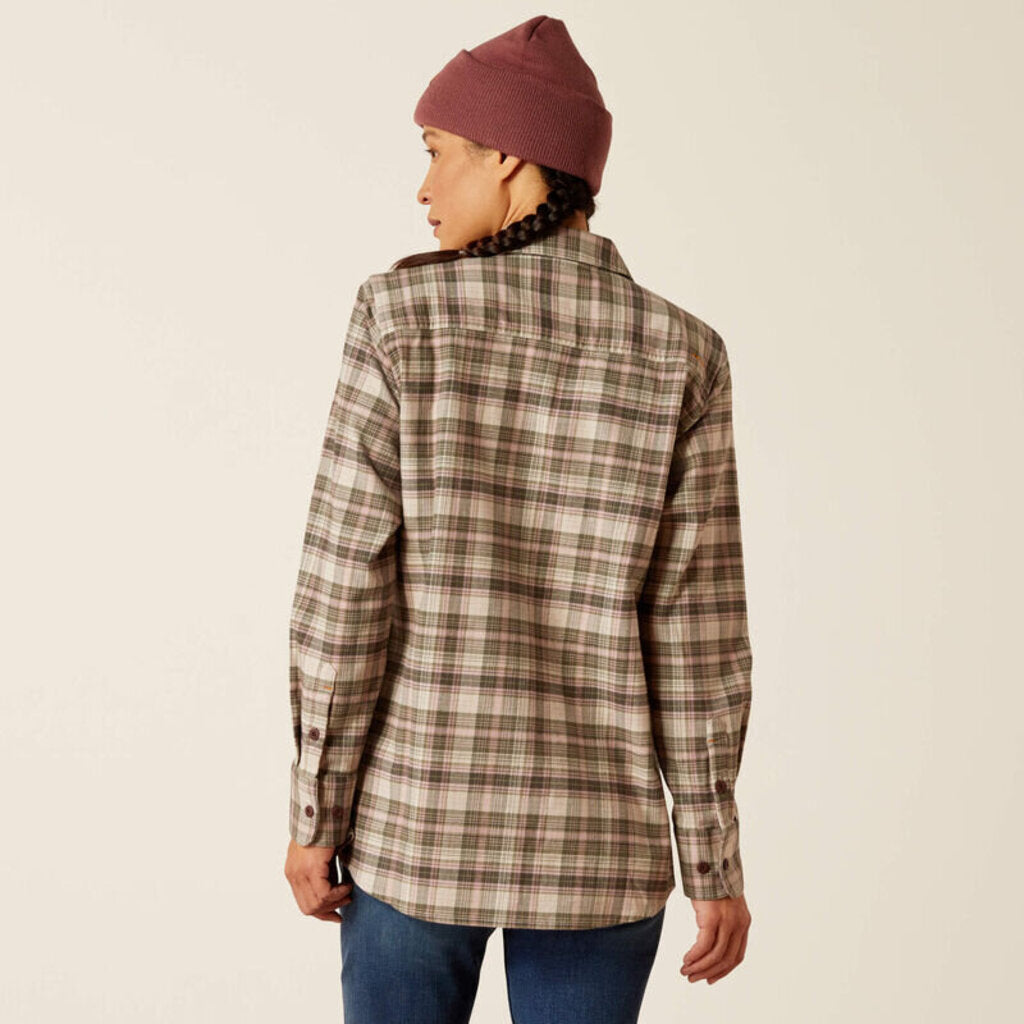 10052838 WOMENS REBAR FLANNEL DURASTRETCH LONGSLEEVE WORK SHIRT BEETLE