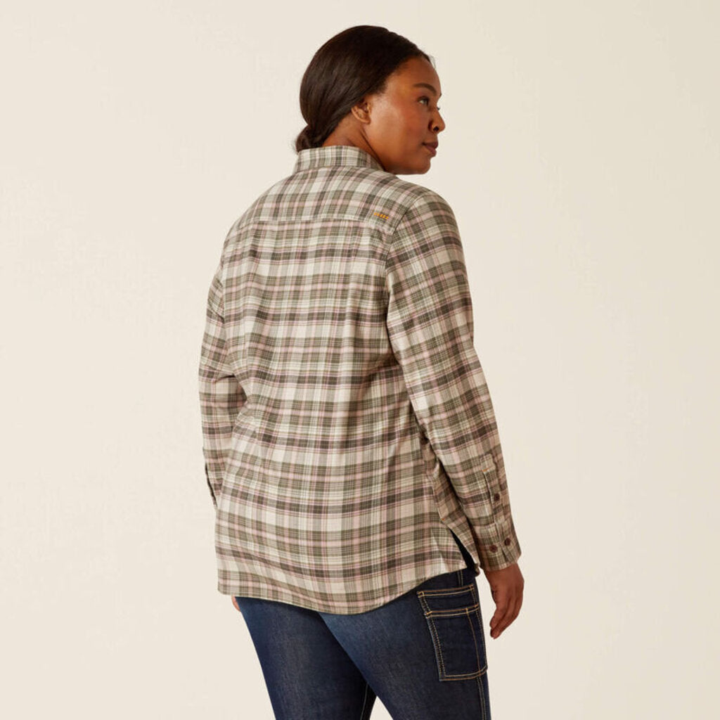 10052838 WOMENS REBAR FLANNEL DURASTRETCH LONGSLEEVE WORK SHIRT BEETLE