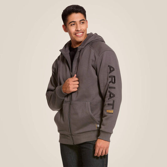 10027800 MENS REBAR ALL-WEATHER FULL ZIP HOODIE GREY