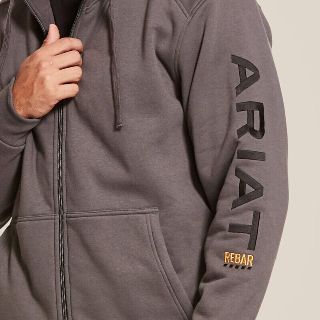 10027800 MENS REBAR ALL-WEATHER FULL ZIP HOODIE GREY