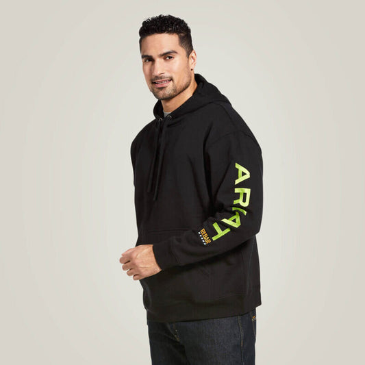 10032993 MENS REBAR GRAPHIC HOODIE BLACK/LIME