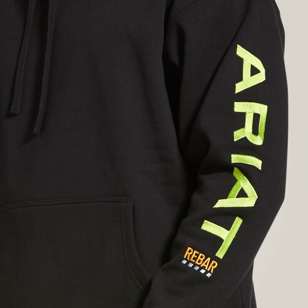 10032993 MENS REBAR GRAPHIC HOODIE BLACK/LIME