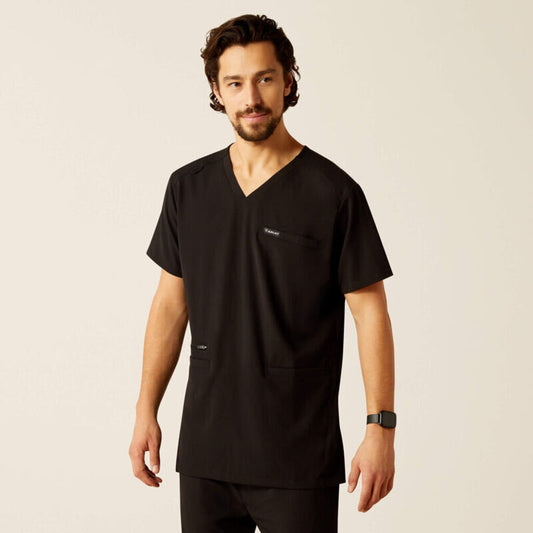 10039720 MENS DERHAM 6 POCKET SCRUB TOP BLACK