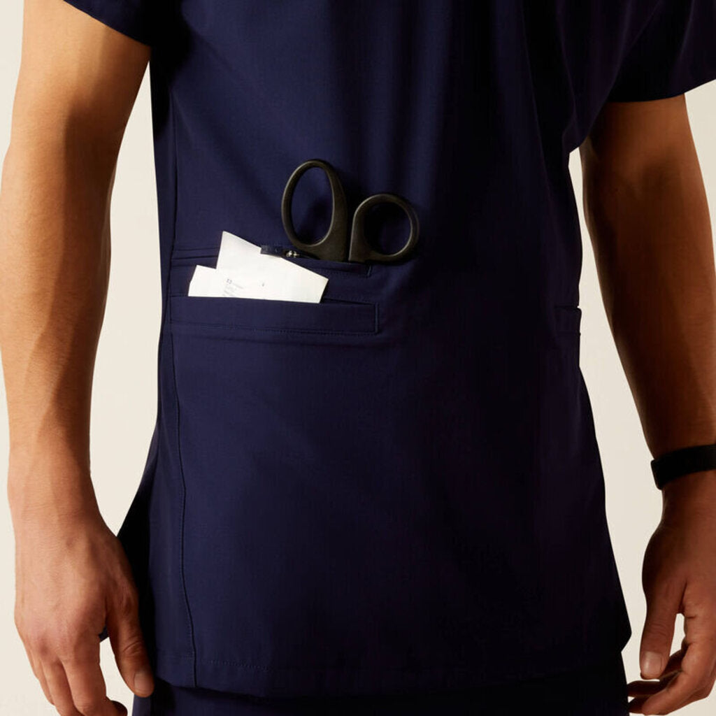 10039721 MENS DERHAM 6 POCKET SS SCRUB TOP NAVY