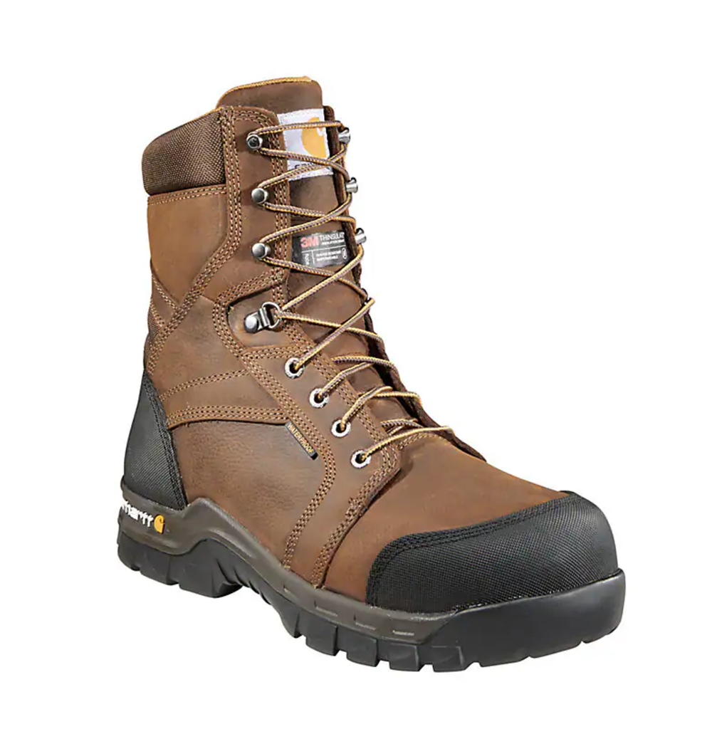 CMF8389CARHARTT RUGGED FLEX 8" WATERPROOF INSULATED COMP TOE WORK BOOT - BROWN OIL TAN