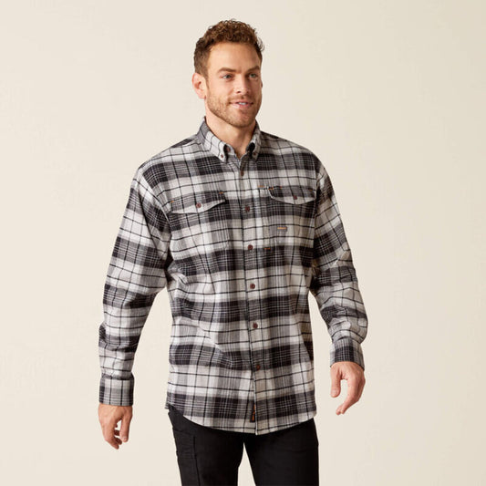 10051973 MENS REBAR FLANNEL DURASTR LONGSLEEVE WORK SHIRT - CHARCOAL GREY