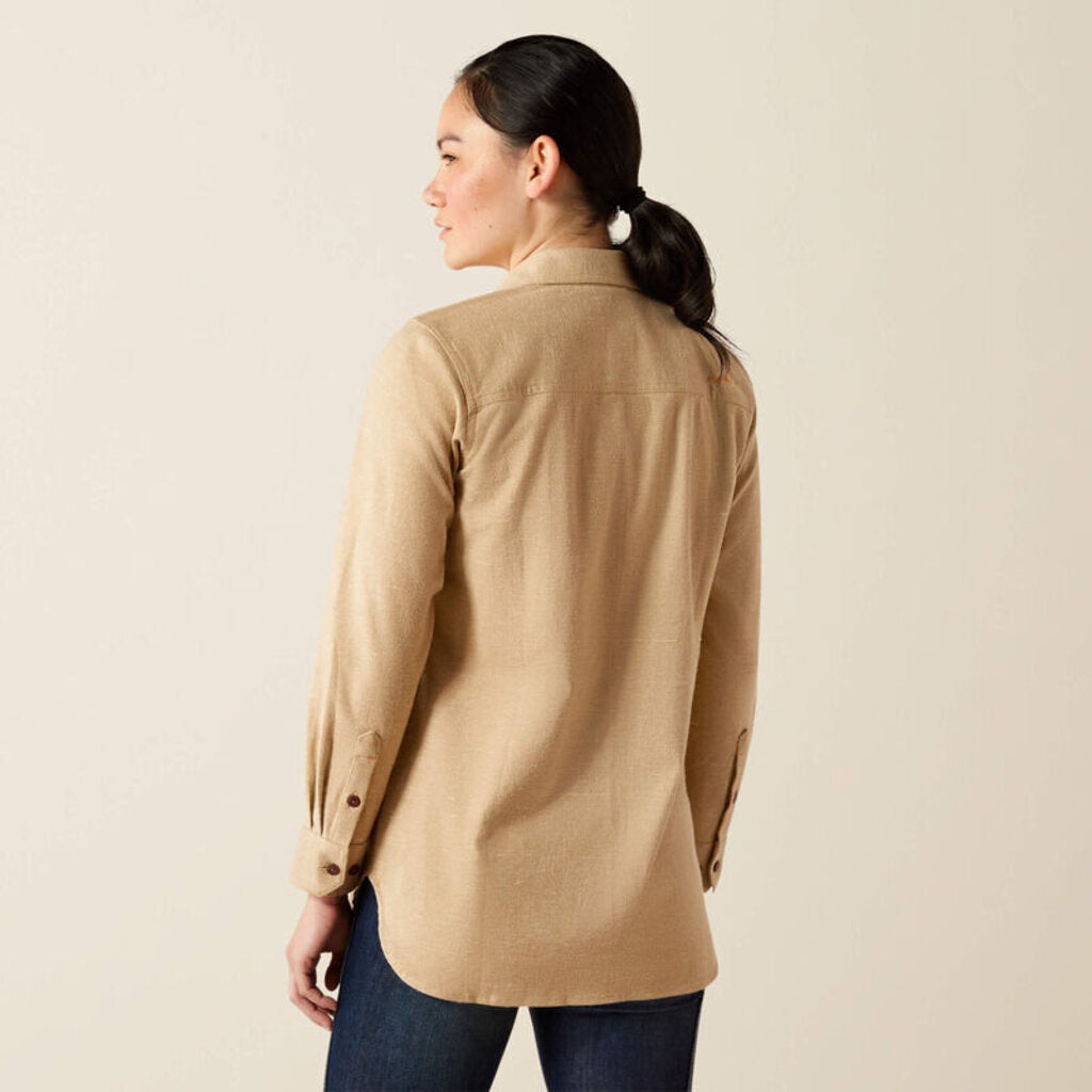 10052943 WOMENS FLANNEL REBAR LONGSLEEVE - TUNIC OATMEAL HEATHER