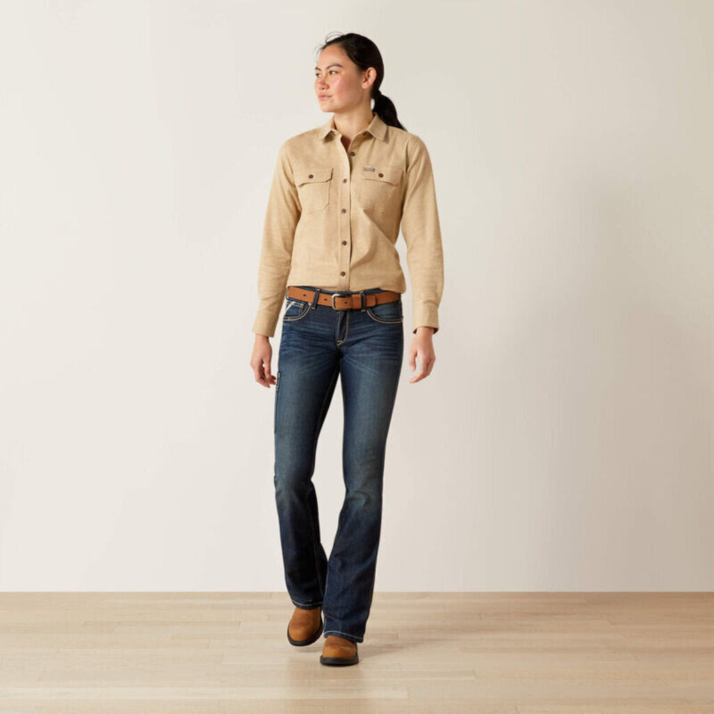10052943 WOMENS FLANNEL REBAR LONGSLEEVE - TUNIC OATMEAL HEATHER