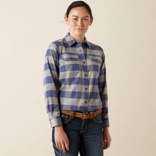 10052942 WOMENS REBAR FLANNEL LONGSLEEVE TUNIC - BLUE INDIGO