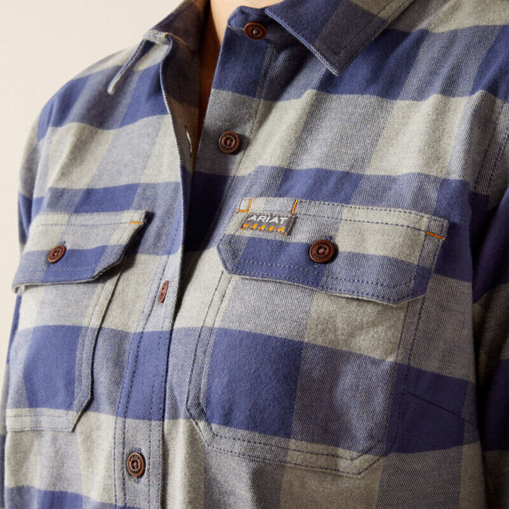 10052942 WOMENS REBAR FLANNEL LONGSLEEVE TUNIC - BLUE INDIGO