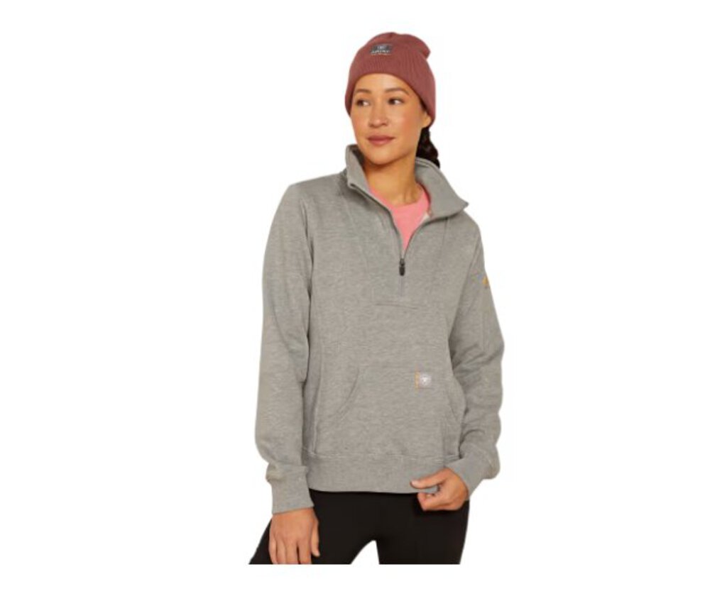 10052083 WOMENS REBAR FUNNEL NECK SWEATSHIRT - HEATHER GREY