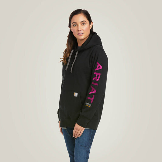 10037620 WOMENS REBAR GRAPHIC HOODIE - BLACK/PURPLE