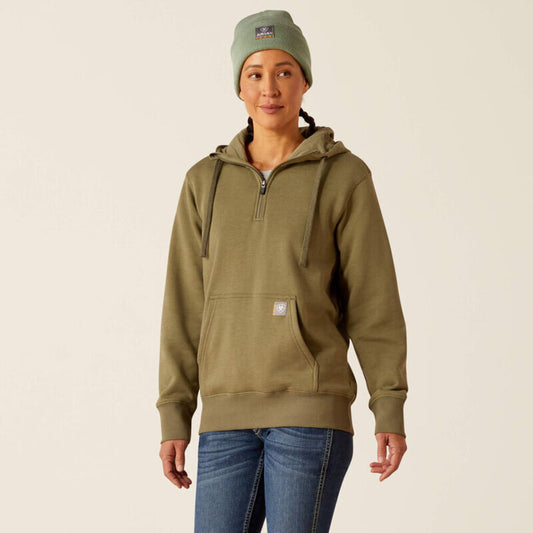 10052846 WOMENS REBAR SKILL SET 1/2 ZIP HOODIE - DEEP LICHEN HEATHER