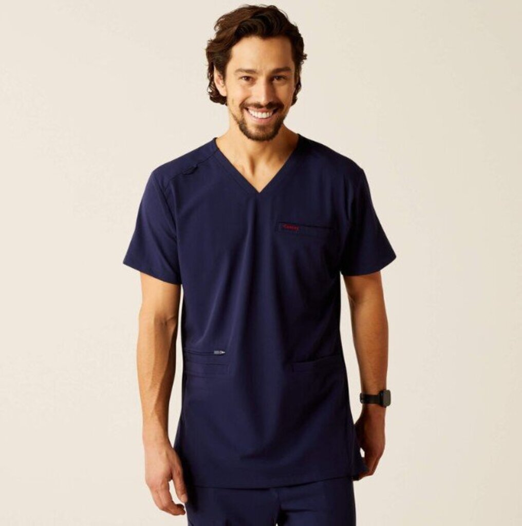 10039721 MENS DERHAM 6 POCKET SS SCRUB TOP NAVY