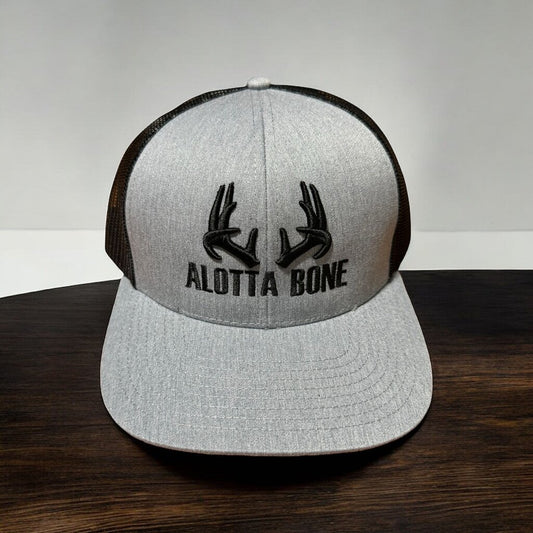 ALOTTA BONE EMBROIDERED GREY/BLACK HAT