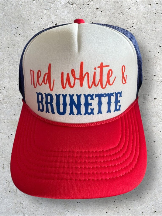Red White Brunette Hat