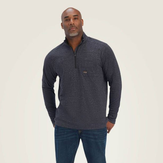 ARIAT10041415 MEN'S REBAR FOUNDATION 1/4 ZIP LONG SLEEVE CHARCOAL HEATHER